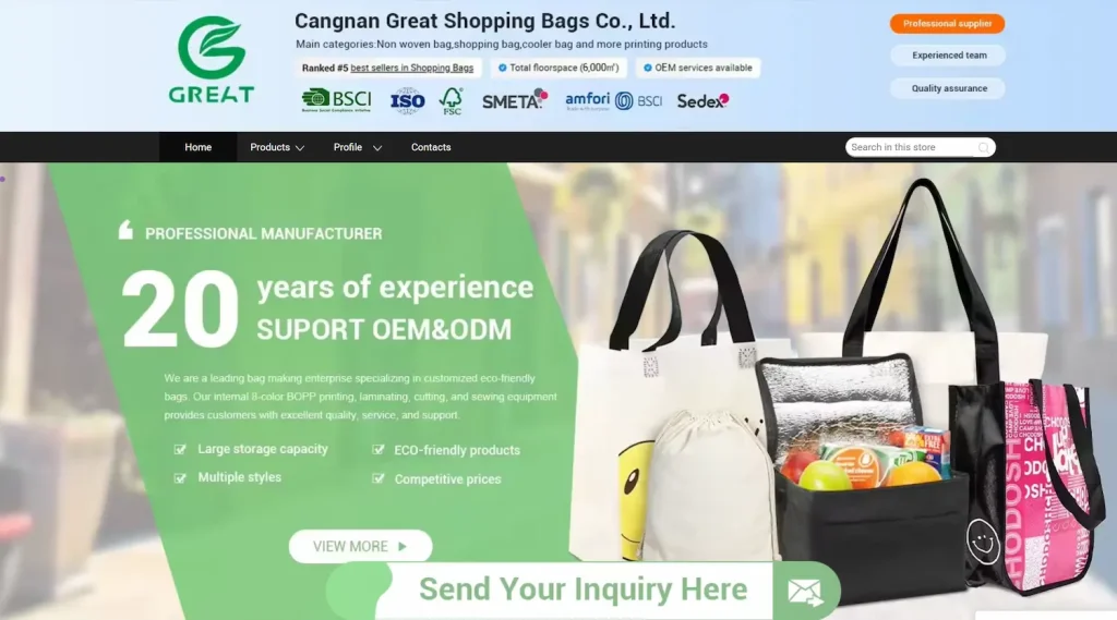 Zhejiang Cangnan Great Shopping Bags Co., Ltd.